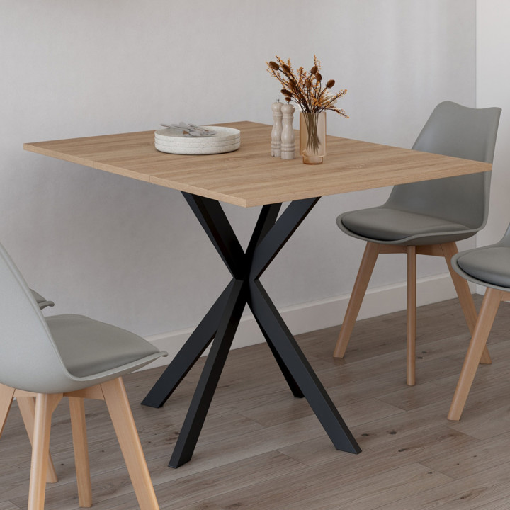 Klappbarer Konsolentisch ALIX 2-4 Personen Spinnenbein Holz und Schwarz 103 x 76 cm