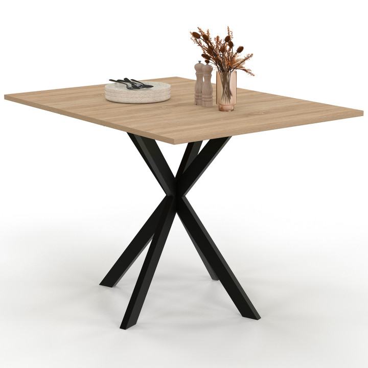 Consolle pieghevole per 2-4 persone ALIX con gambe in legno e ragno nero 103 x 76 cm