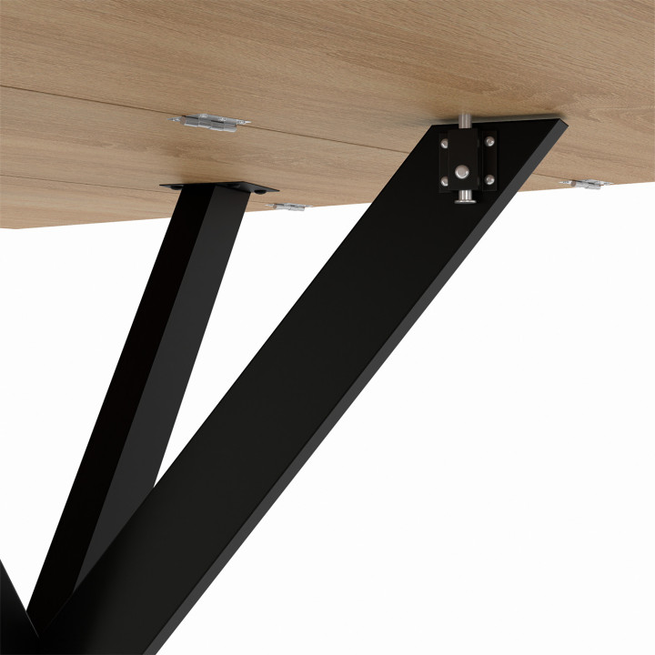 Consolle pieghevole per 2-4 persone ALIX con gambe in legno e ragno nero 103 x 76 cm