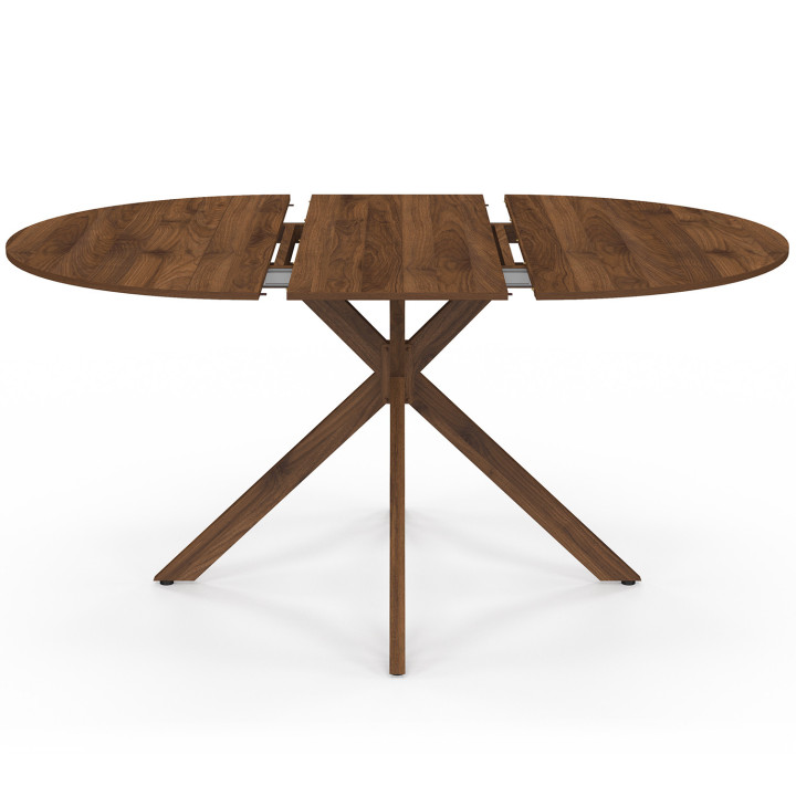 ALIX mesa de comedor redonda extensible 4-8 personas nogal pata de araña 110-150 cm