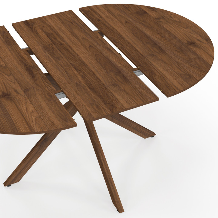 ALIX mesa de comedor redonda extensible 4-8 personas nogal pata de araña 110-150 cm