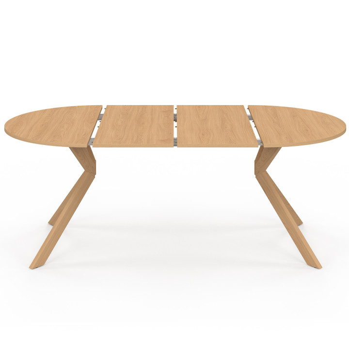ALIX Mesa de comedor redonda extensible para 4-10 personas con pata de araña efecto madera de haya 110-200 cm