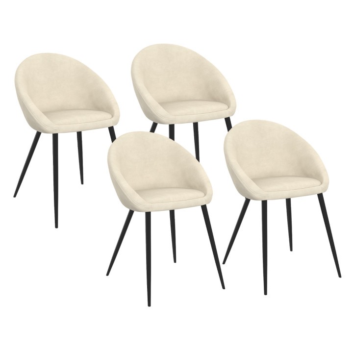 Set di 4 sedie da pranzo in velluto crema NAYA