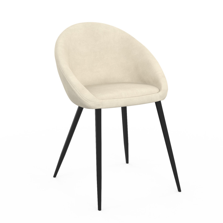 Lote de 4 sillas de comedor de terciopelo crema NAYA