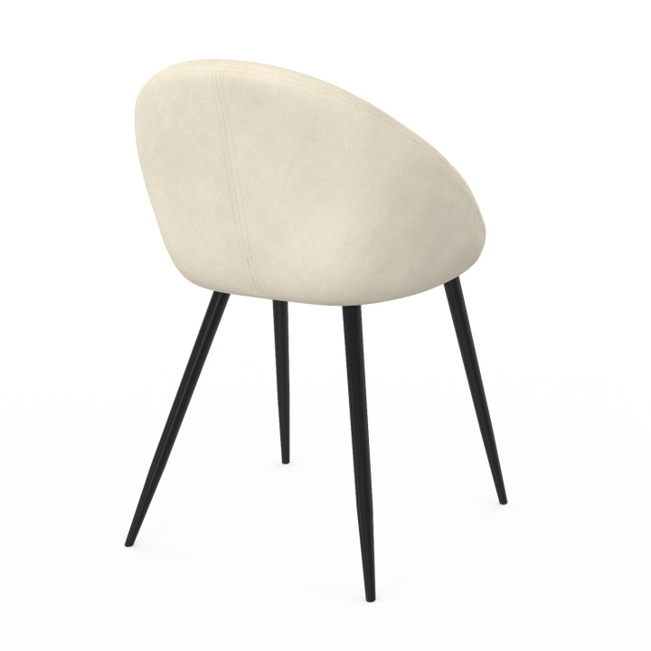 Set van 4 NAYA crèmekleurige fluwelen eetkamerstoelen