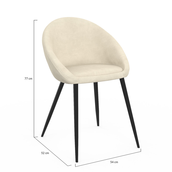 Set van 4 NAYA crèmekleurige fluwelen eetkamerstoelen