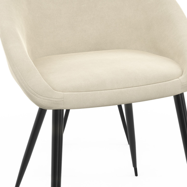 Lote de 4 sillas de comedor de terciopelo crema NAYA