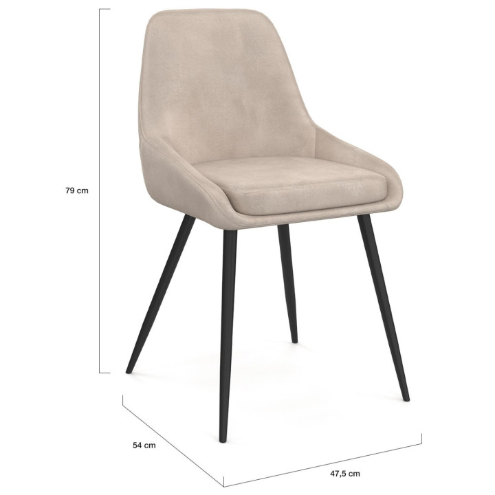 Lot de 6 chaises THALYA en velours taupe avec accoudoirs