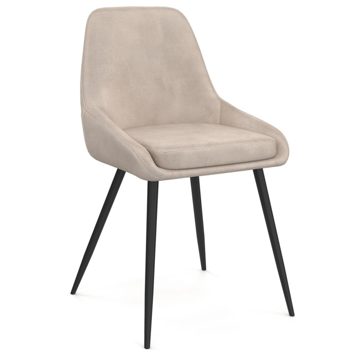 Set van 6 THALYA taupe fluwelen stoelen met armleuningen