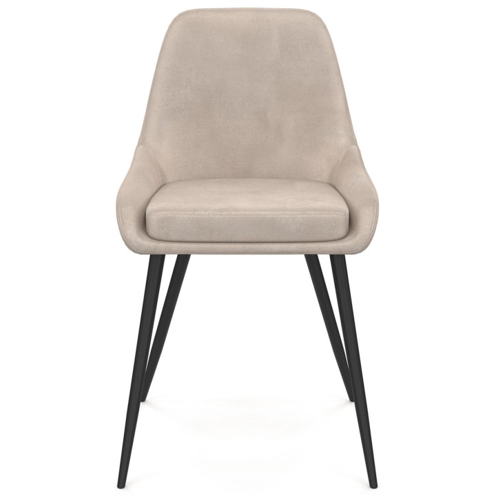 Set van 6 THALYA taupe fluwelen stoelen met armleuningen