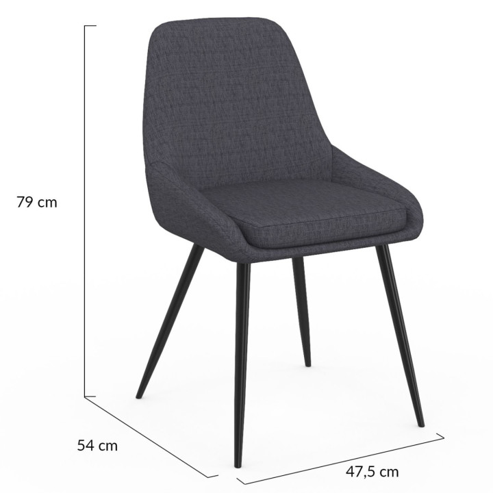 Set van 6 stoffen stoelen THALYA grijs met armleuningen