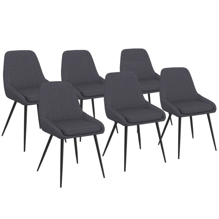 Set van 6 stoffen stoelen THALYA grijs met armleuningen