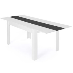 Table à manger extensible rectangle GEORGIA 6-10 personnes blanche et grise 140-220 x 90 cm