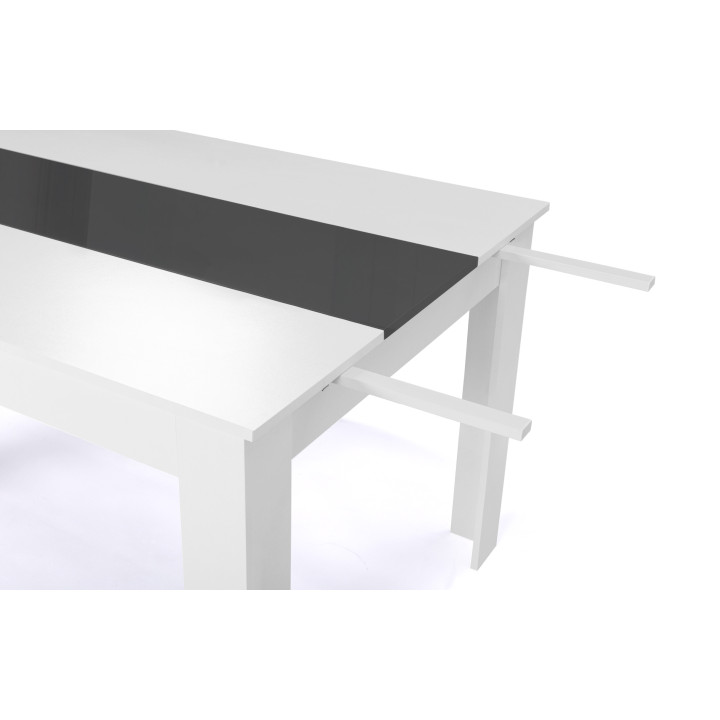 Table à manger extensible rectangle GEORGIA 6-10 personnes blanche et grise 140-220 x 90 cm