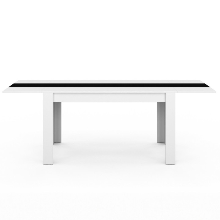 Table à manger extensible rectangle GEORGIA 6-10 personnes blanche et noire 140-220 x 90 cm