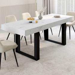 Uitschuifbare rechthoekige eettafel 4-8 personen 160-200 cm met marmereffect - PHOENIX | IdMarket
