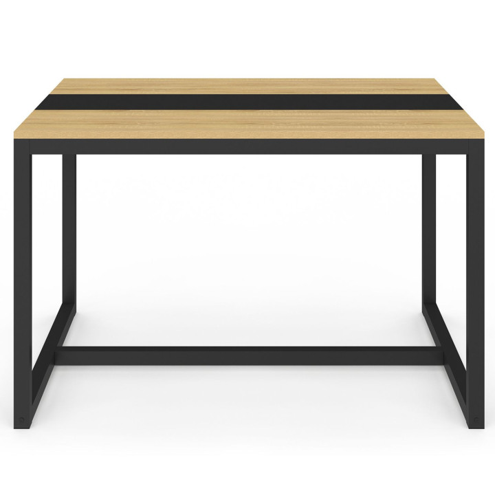 Table à manger rectangle DOVER 6 personnes bande centrale noire design industriel 120 cm