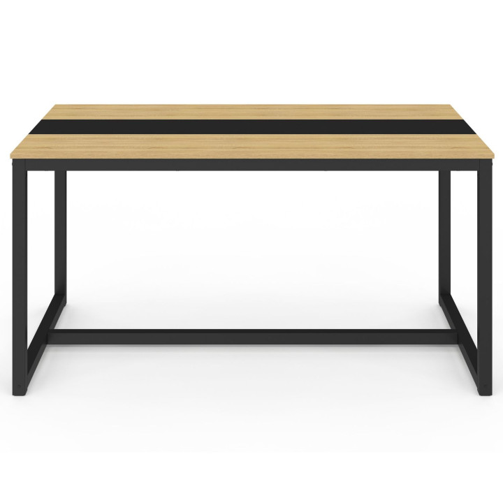 Table à manger rectangle DOVER 8 personnes bande centrale noire design industriel 150 cm