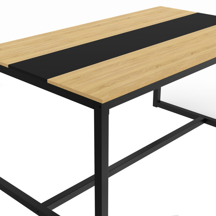 Industrieller Tisch für 8 Personen Mittelstreifen schwarz - DOVER | ID Market