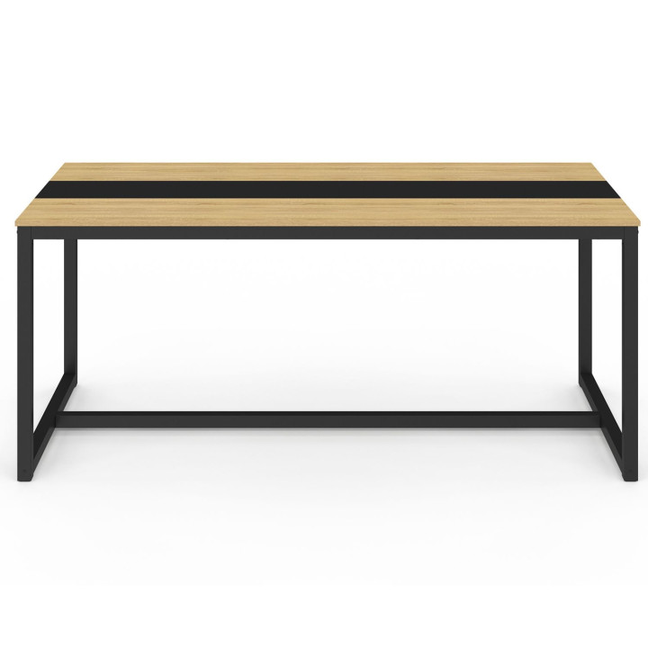 Table à manger rectangle DOVER 8 personnes bande centrale noire design industriel 180 cm