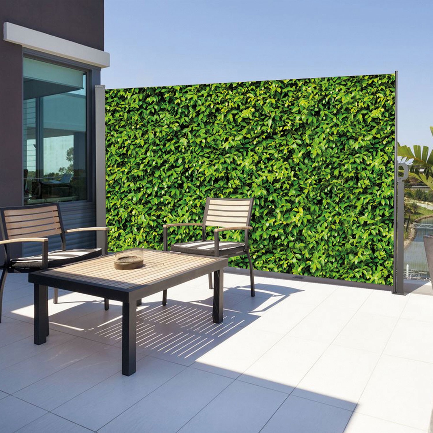 Paravent extérieur rétractable 300 x 160 cm motif feuillage Parave...