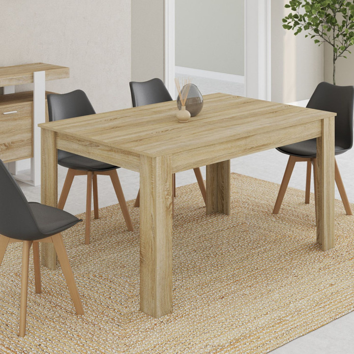 Mesa de comedor barata 140 cm imitación haya - GEORGIA | ID Market