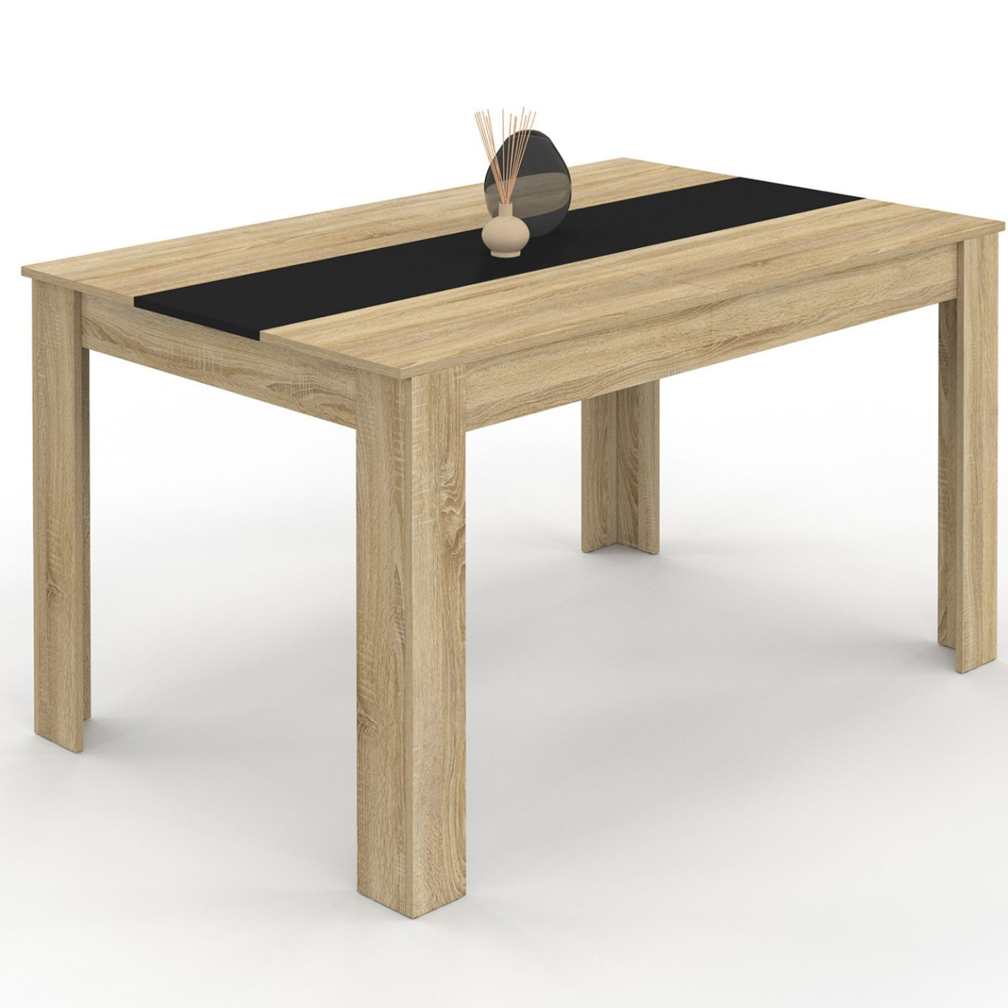 Table à manger rectangle GEORGIA 6 personnes imitation hêtre et blanche 140 x 90 cm Table à manger rectangle GEORGIA 6 personnes imitation hêtre et blanche 140 x 90 cm