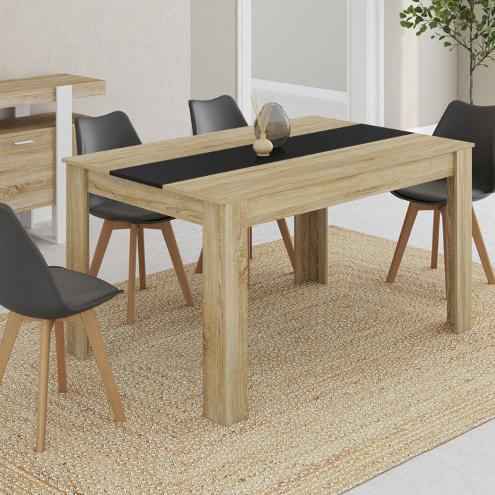 Zwarte eettafel 6 personen - imitatiehout - GEORGIA | ID Market