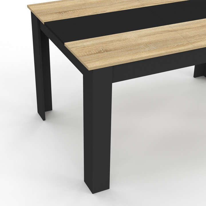 Mesa de comedor para 6 personas en negro y imitación de haya - GEORGIA | ID Market