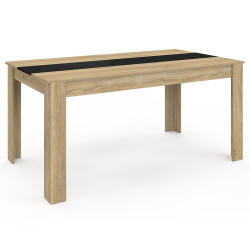 Table à manger rectangle GEORGIA 8 personnes imitation hêtre et noire 160 x 90 cm