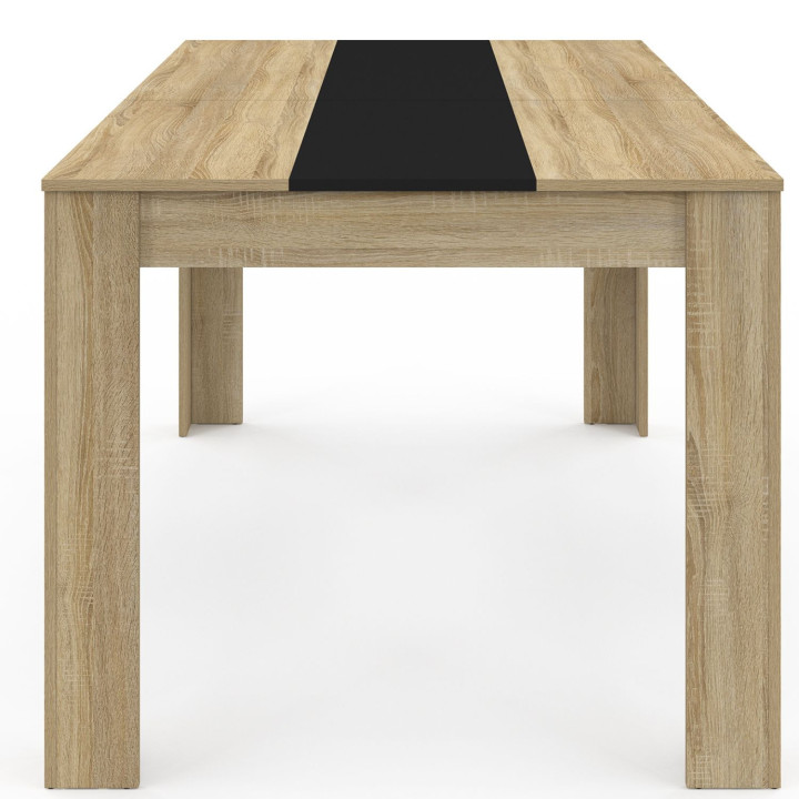 Table à manger rectangle GEORGIA 8 personnes imitation hêtre et noire 160 x 90 cm