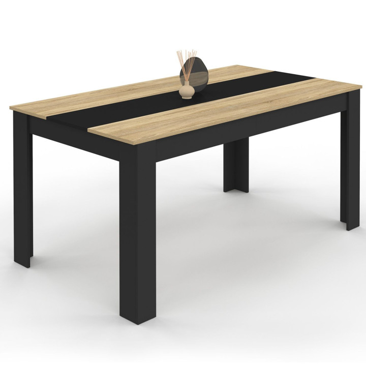 Industriële tafel, 8 pers., 160 cm, zwart en imitatiebeuken - GEORGIA | ID Market