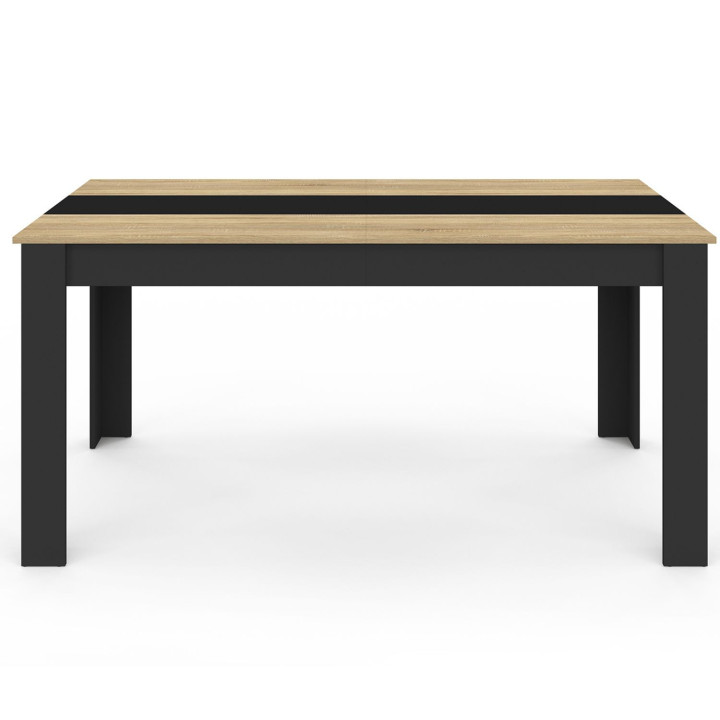 Mesa de comedor 8 personas 160 cm negro y haya imitación - GEORGIA | ID Market