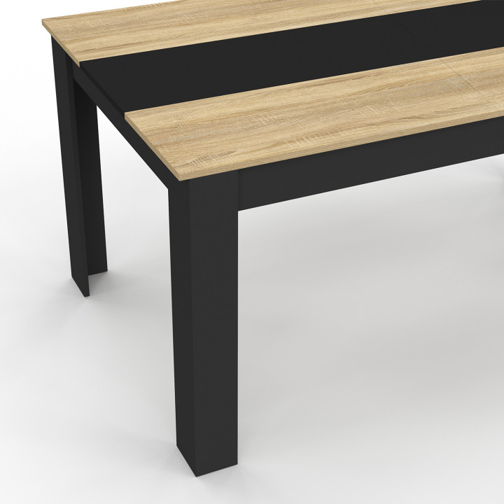 Industriële tafel, 8 pers., 160 cm, zwart en imitatiebeuken - GEORGIA | ID Market