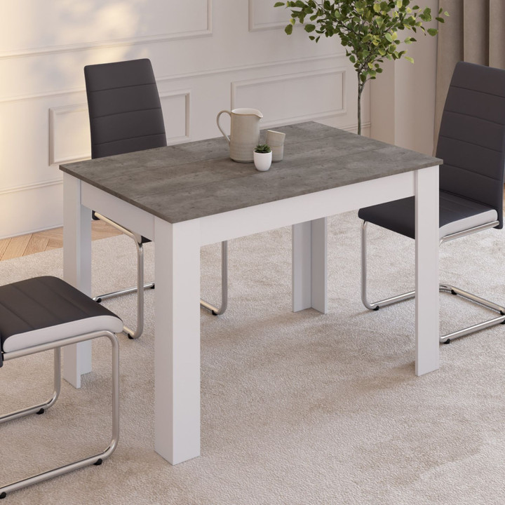 Witte rechthoekige eettafel met betonnen blad voor 4 personen - ROZY | ID Market