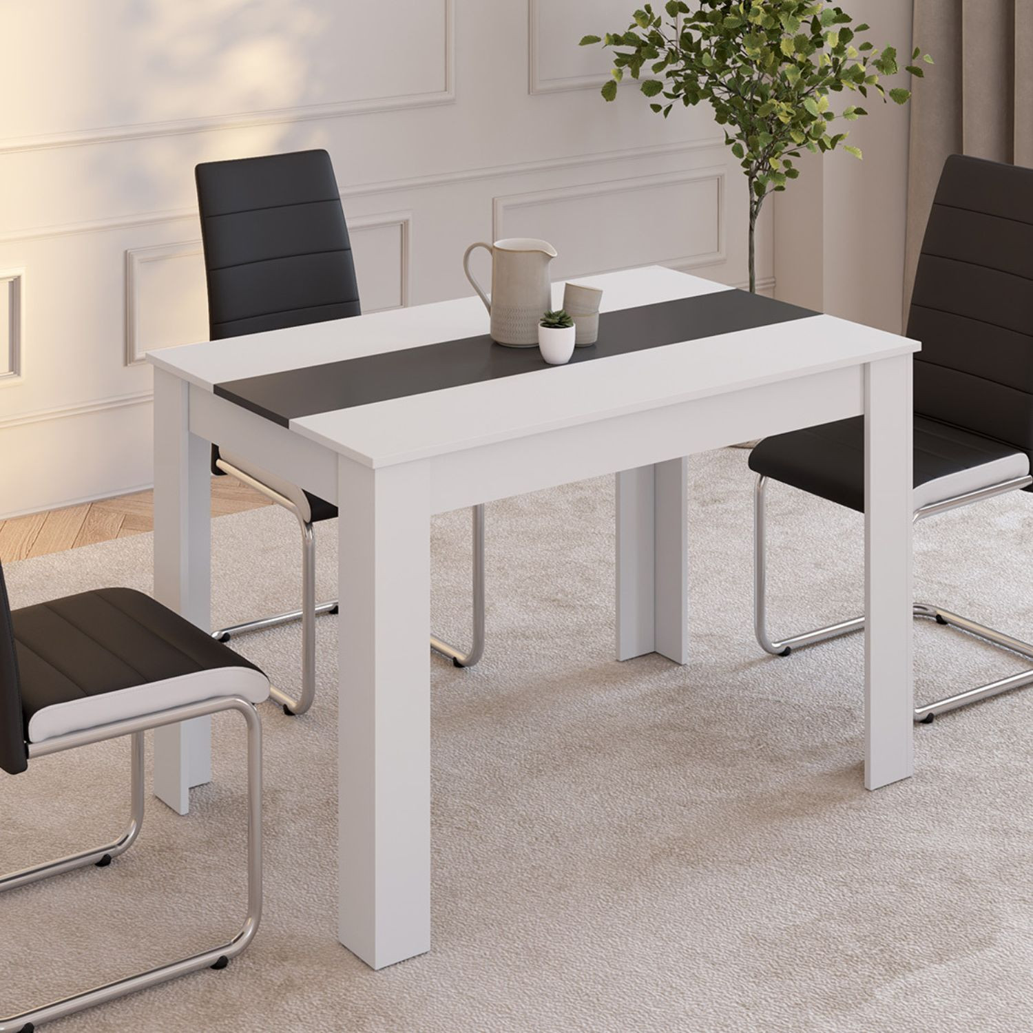 Table de cuisine 4 personnes blanche et grise