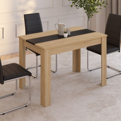 Table à manger rectangle ROZY 6 personnes façon hêtre et noire 110 cm