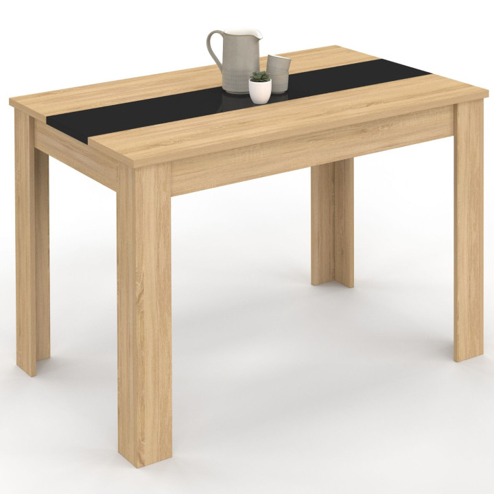 Mesa de comedor barata para 4 en imitación madera de haya y negro | ID Market