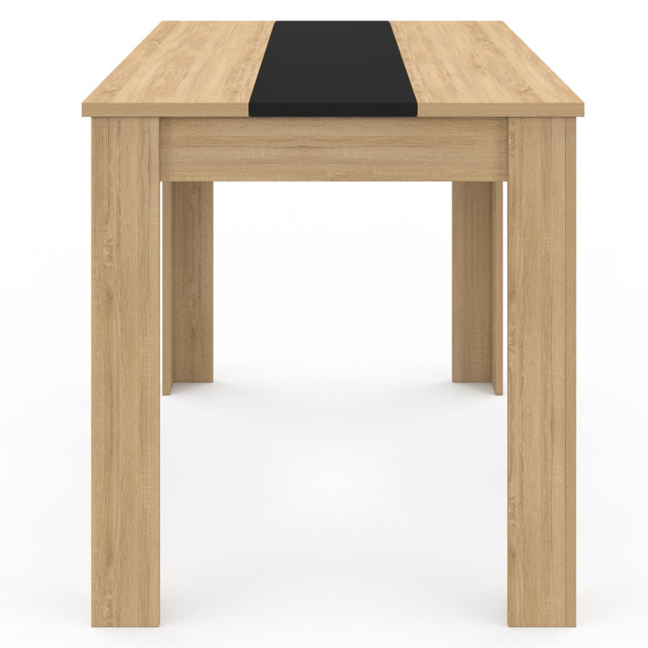 Table à manger rectangle ROZY 6 personnes façon hêtre et noire 110 cm
