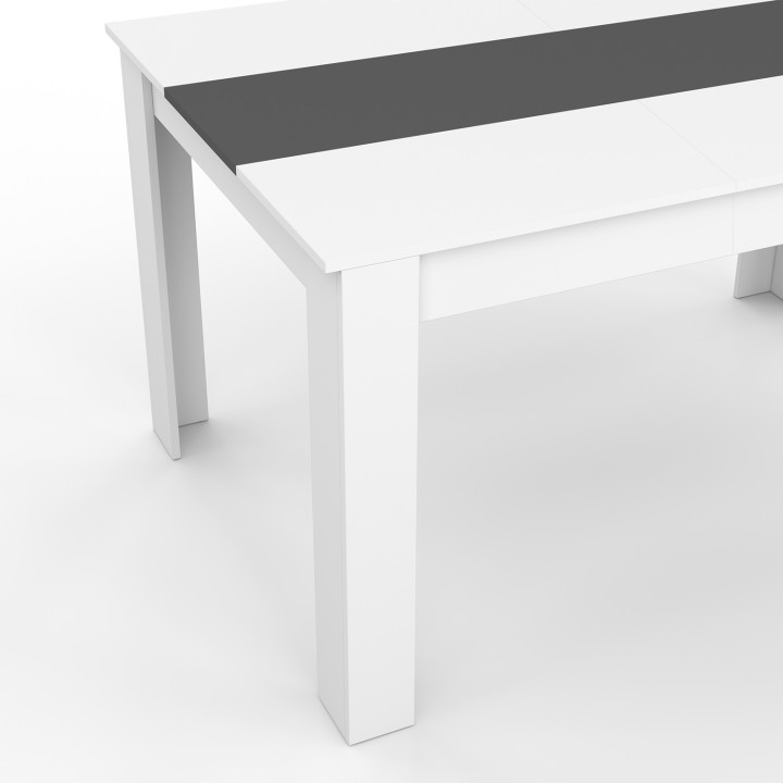 Table à manger rectangle GEORGIA 6 personnes blanche et grise 140 x 80 cm