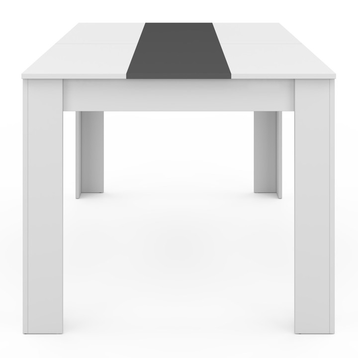 Ensemble table à manger GEORGIA 140 cm blanche et grise et 6 chaises ROMANE grises
