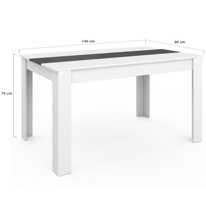 Conjunto de mesa de comedor blanca y gris de 140cm y 6 sillas grises con borde blanco - GEORGIA | ID Market