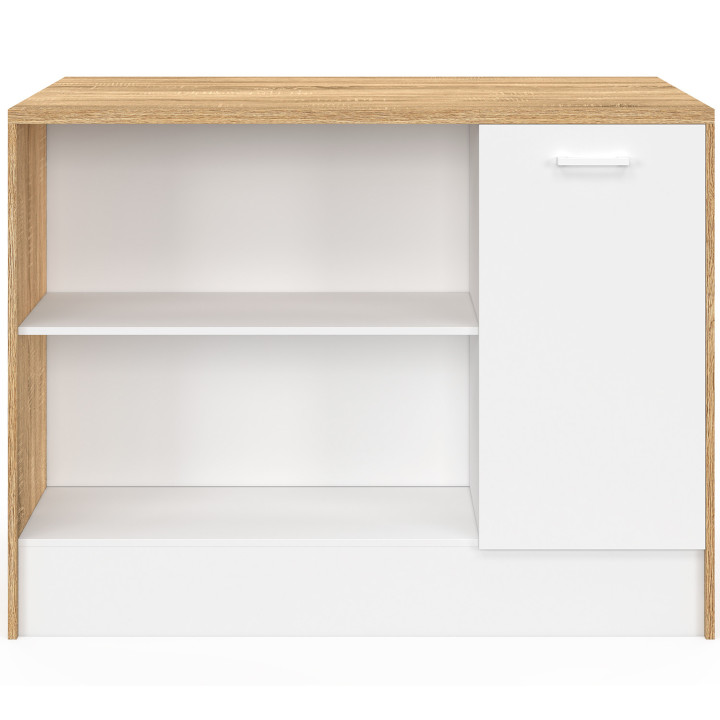 Ilot central LIO maxi capacité de rangement bois et blanc