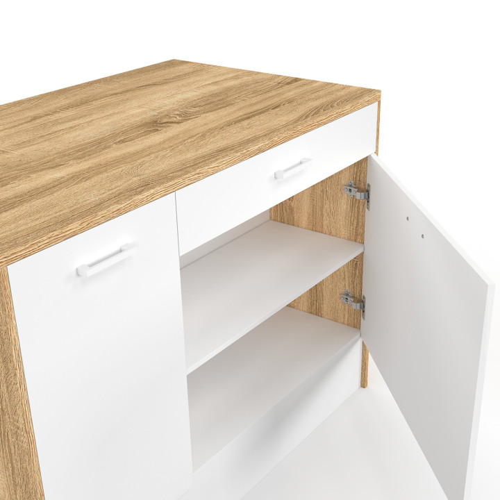 Mittelinsel LIO maxi Stauraum Holz und Weiß