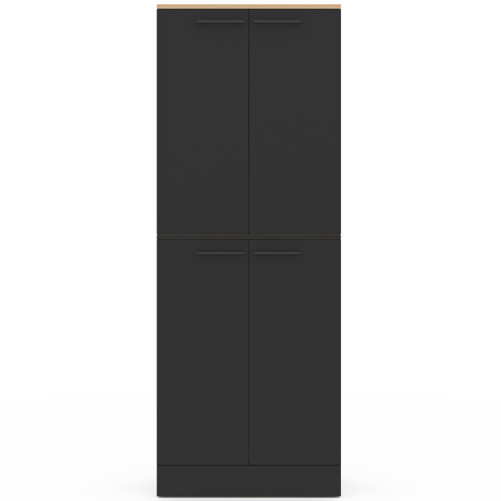 Armario de cocina Highboard H.160 cm ALTO 4 puertas con armarios de haya y negro