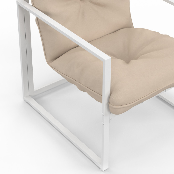 NAIROBI lage tuinset 8 zits hoeklounge wit staal met beige kussens