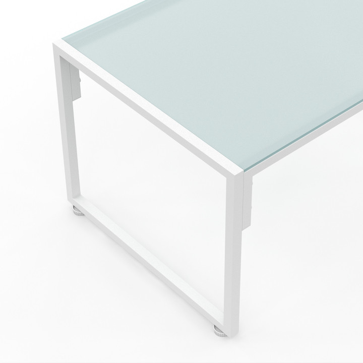 NAIROBI set di mobili da giardino bassi 8 posti lounge angolare in acciaio bianco con cuscini beige