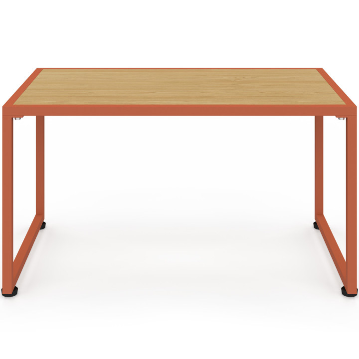 Niedrige Gartenmöbel RIO 4-Sitzer Metallgestell Terracotta, Seil in Rattanoptik mit Terracotta-Kissen