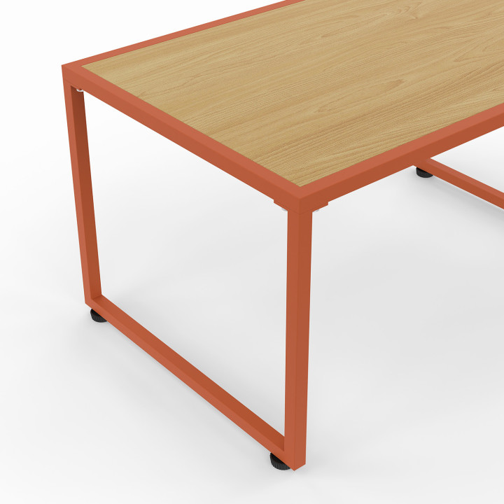 Niedrige Gartenmöbel RIO 4-Sitzer Metallgestell Terracotta, Seil in Rattanoptik mit Terracotta-Kissen