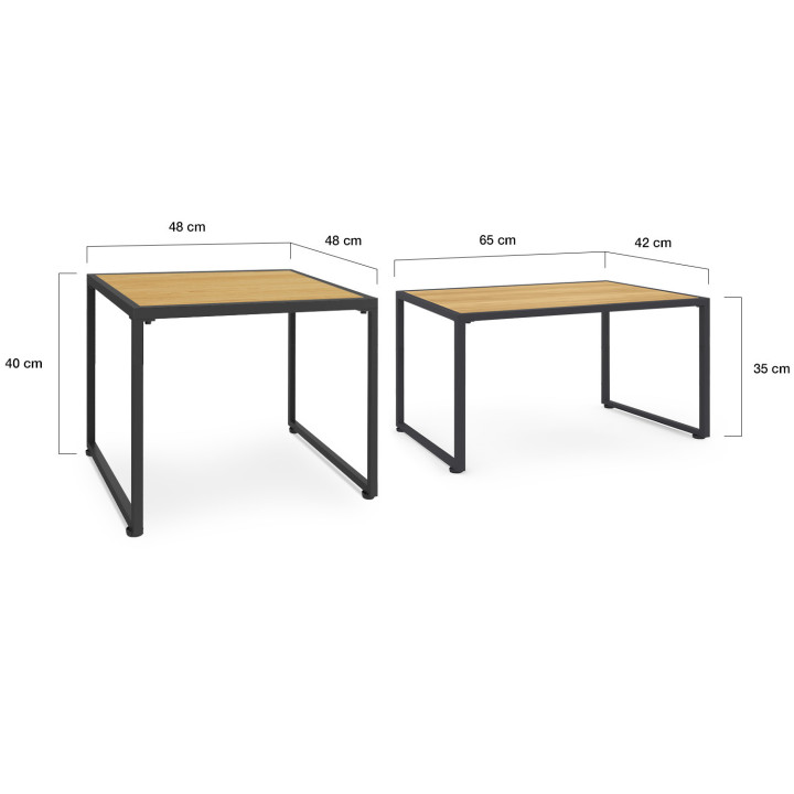 Conjunto de muebles bajos de jardín de 12 plazas de metal negro con cojines negros - RIO | IdMarket